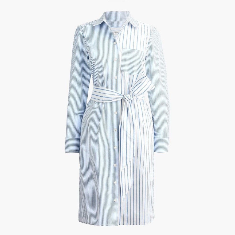 J.Crew Factory Striped Belted Shirtdress Cabana Ashen Stripe Multi Size 10 BF896